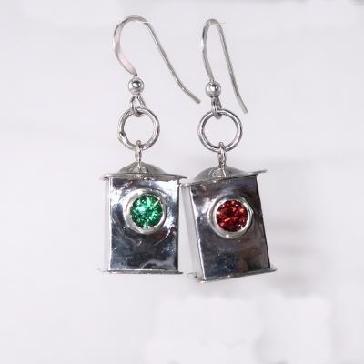 Silver navigation lantern earrrings